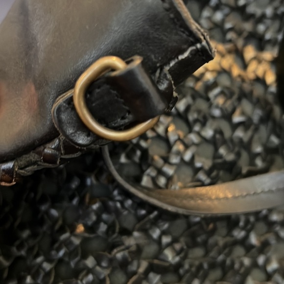 đź’—đź‘›RITA MERLINI WOVEN BAG BLACK GOLD LARGE HANDBAG MADE IN ITALY BASKET WEAVE - Picture 14 of 17